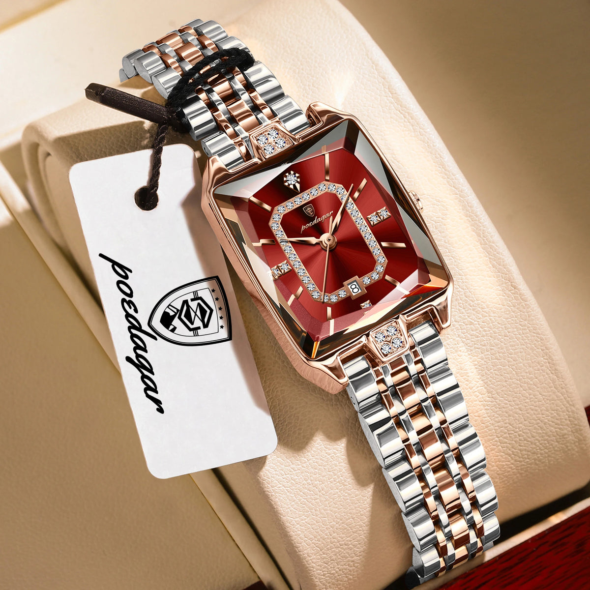 Reloj de pulsera para mujer marca POEDAGAR, resistente al agua, de acero inoxidable, con fecha, elegante, informal, de cuarzo.