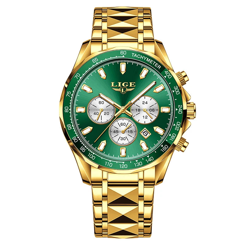 Nuevo reloj LIGE para hombre, reloj de cuarzo de negocios con calendario luminoso, reloj de pulsera de acero inoxidable resistente al agua de alta gama para hombre