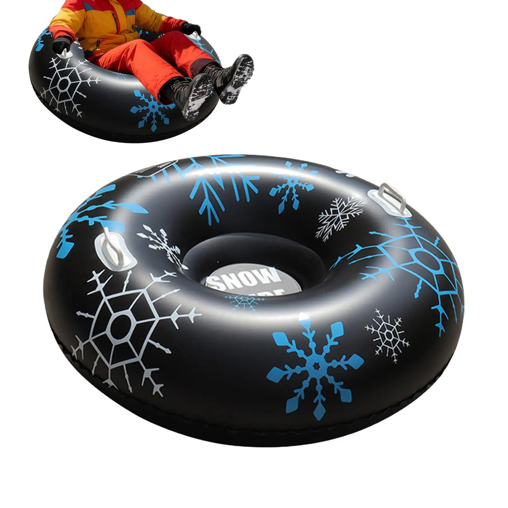 Tubo de nieve inflable de alta resistencia, trineo de PVC grueso de 35,43 pulgadas con asas dobles, tubo de trineo de invierno para juegos de esquí (color aleatorio)