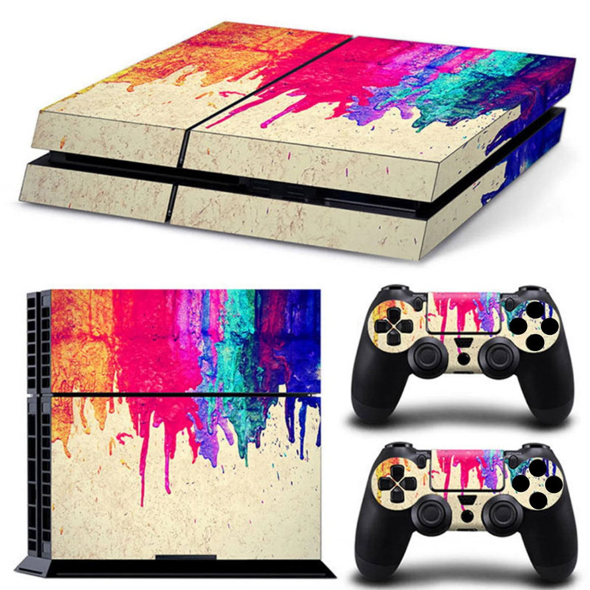 Adhesivo protector de vinilo compatible con consola PS4 y 2 mandos, funda extraíble