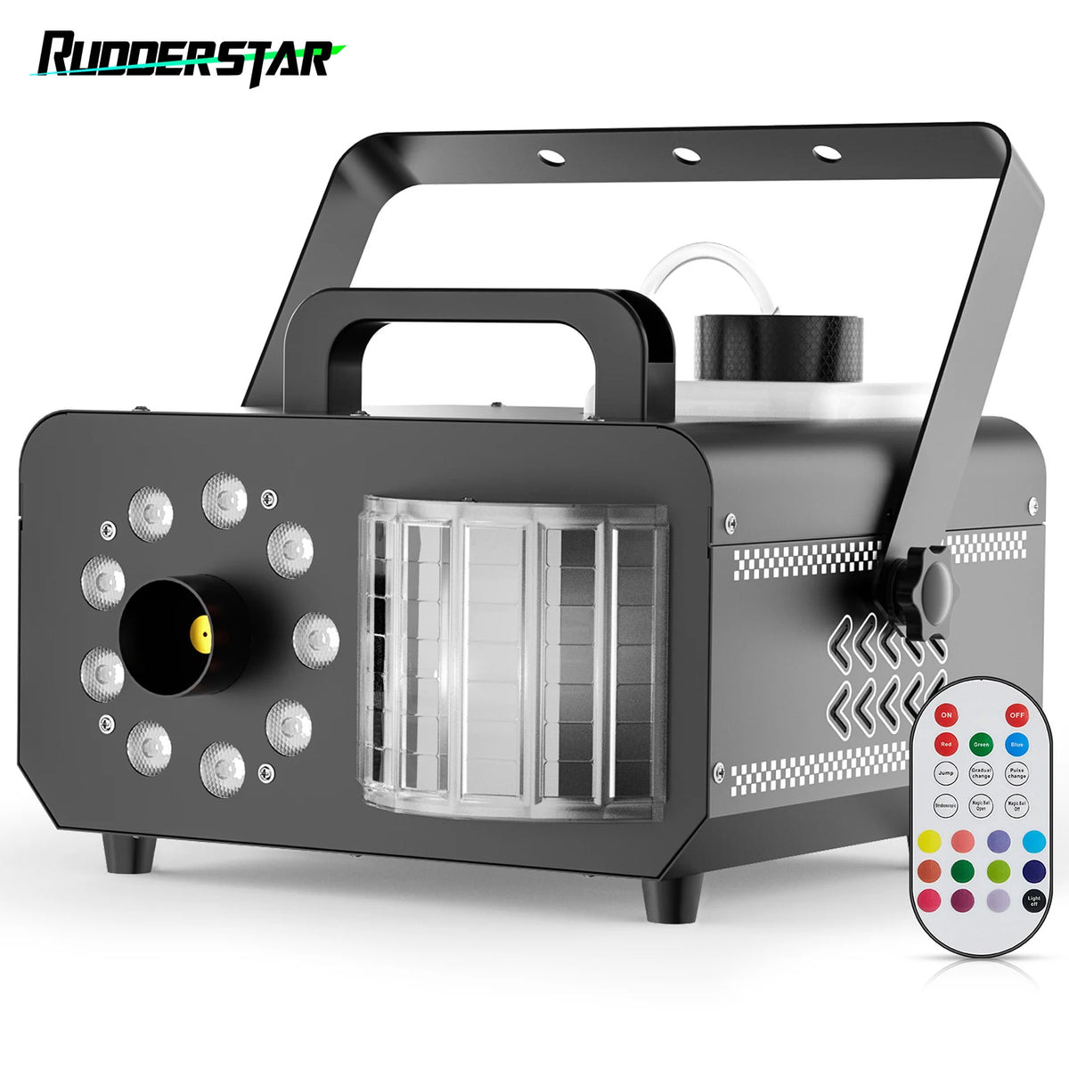 Máquina de Humo de 1200W con 9 LED RGB, Efecto de Bola Mágica, Luces con Control Remoto, Máquina de Humo para Discotecas, Fiestas, Conciertos, Bodas, Teatro
