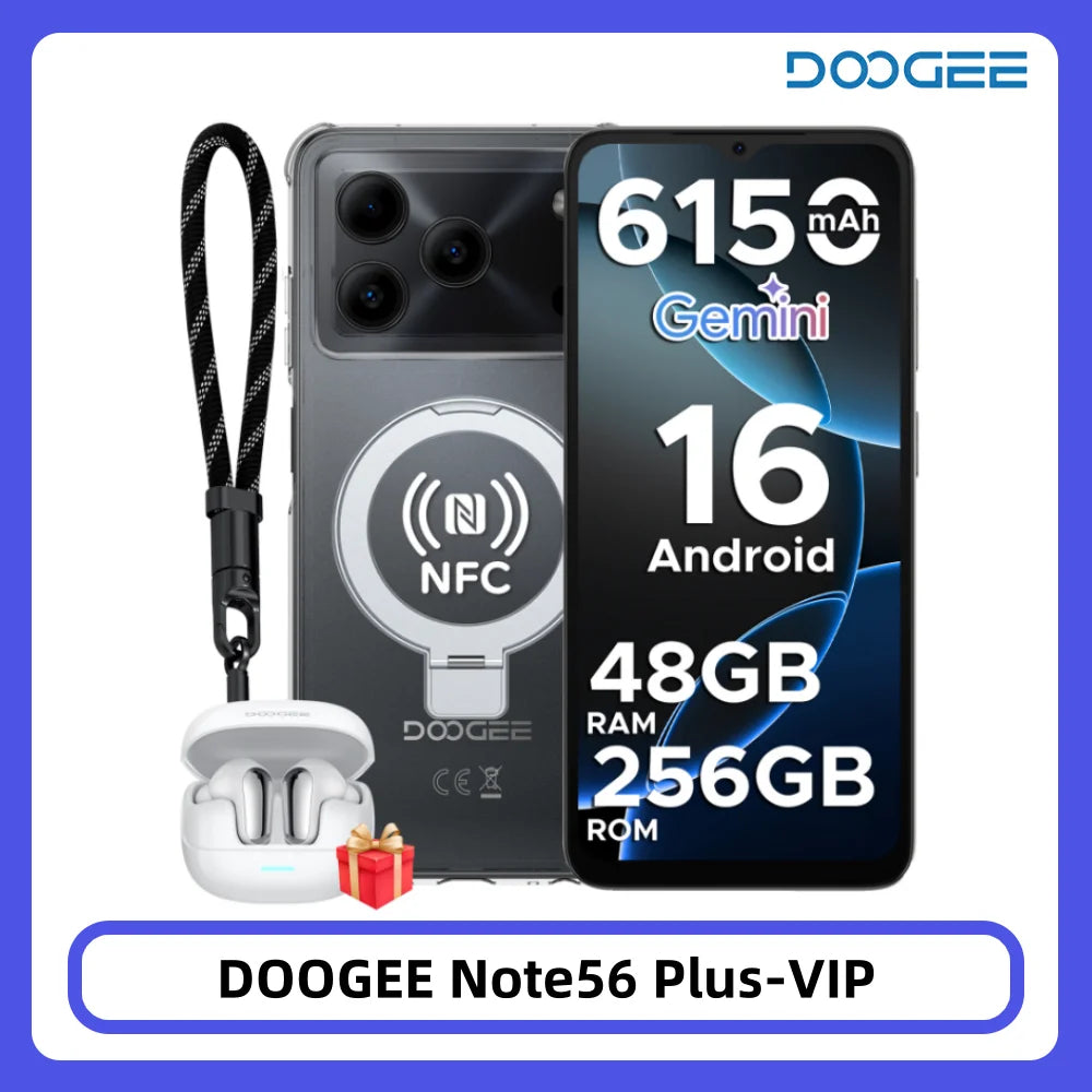 Smartphone DOOGEE Note56 Plus VIP Edition 48GB 256GB, batería grande de 6150mAh, pantalla de 6.56'' 90Hz, cámara de 50MP, NFC, teléfonos móviles Android 16