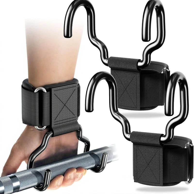 Ganchos de levantamiento de pesas, soporte de agarre, ganchos de soporte para fitness de barra simple y doble, guantes de entrenamiento con soporte para muñeca, gancho de agarre