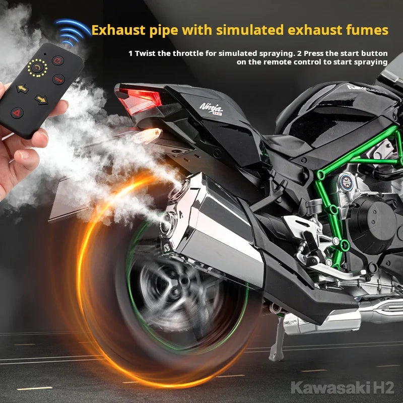 1:6 Remote Start Extra Large Spray Kawasaki H2R Motorcycle Model H2 Alloy Locomotive Officially Licensed Toy Model Decoration