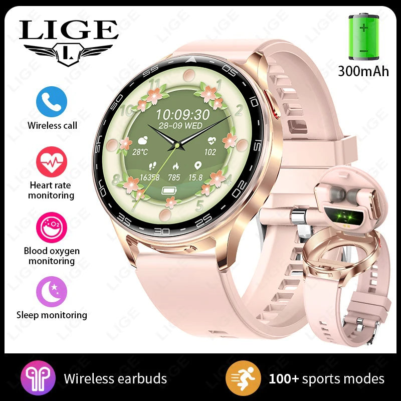 2026New TWS 2-in-1 Bluetooth Earphones Smart Watch Men Heart Rate Health Monitoring Waterproof BT Calling Music Smartwatch Women