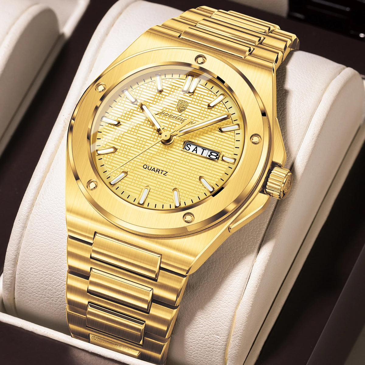 Reloj de moda para hombre POEDAGAR, resistente al agua, luminoso, con fecha y día, elegante, de acero inoxidable, reloj de cuarzo de alta calidad para hombre