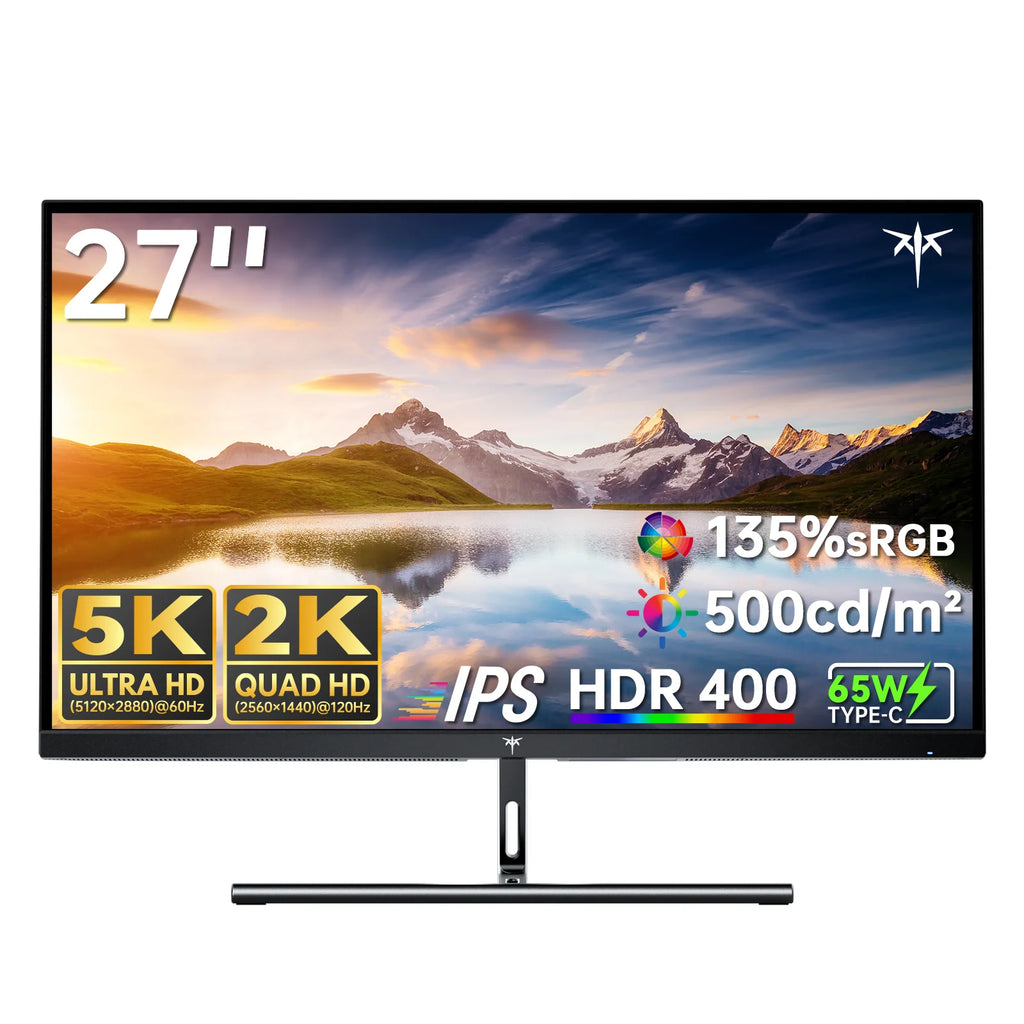 Monitor KTC 5K de 27 Pulgadas, Modo Dual 5K2K con Puerto Tipo-C de 65W |   Compatible con Mac mini, HDR400, 5120x2880, 99% DCI-P3, 100% sRGB, ΔE＜2, 5120x2880, HDMI y DP, H27P3