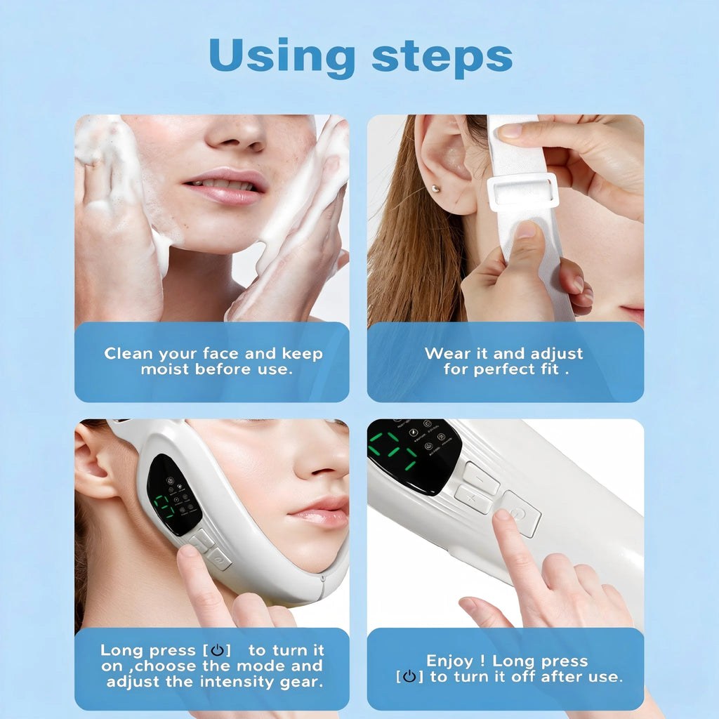Máquina Eléctrica Reductora de Doble Mentón en Forma de V, Dispositivo de Belleza Facial, Masajeador Adelgazante Facial para Mejorar la Línea de la Mandíbula