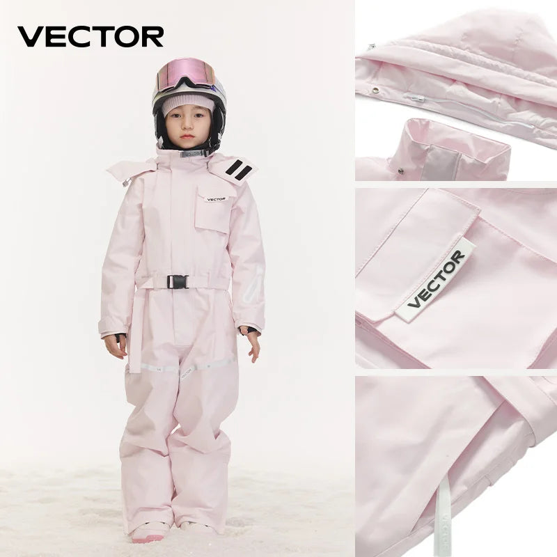 VECTOR Mono de Nieve para Niños, Cálido y Grueso para Invierno, con Capucha, Impermeable, Mono de Esquí, Ropa de Snowboard, Chaqueta de Snowboard para Deportes al Aire Libre
