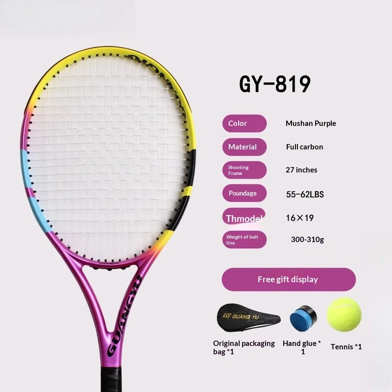 Raqueta de Tenis Profesional Ligera de Fibra de Carbono y Grafito para Entrenamiento y Competición, Interior y Exterior, para Adultos Principiantes