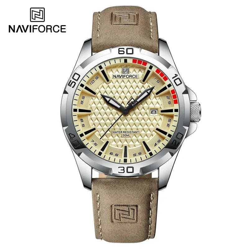 Reloj de pulsera para hombre NAVIFORCE de alta calidad, popular, de cuarzo, estilo casual, deportivo, de lujo, para negocios, con correa de piel