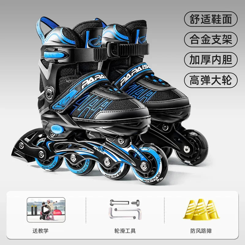 Zapatos de patín en línea ajustables, zapatillas deslizantes intermitentes profesionales, patinaje de velocidad para carreras al aire libre, zapatos de 4 ruedas, regalos