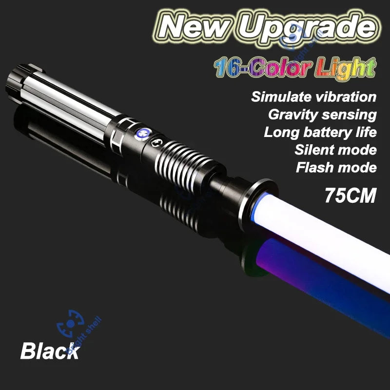 Juguete de sable de luz láser de metal, sable de luz RGB con 15 cambios de color, sonidos, efectos Force FX, FOC, juguete bláster, regalo de espada láser Jedi