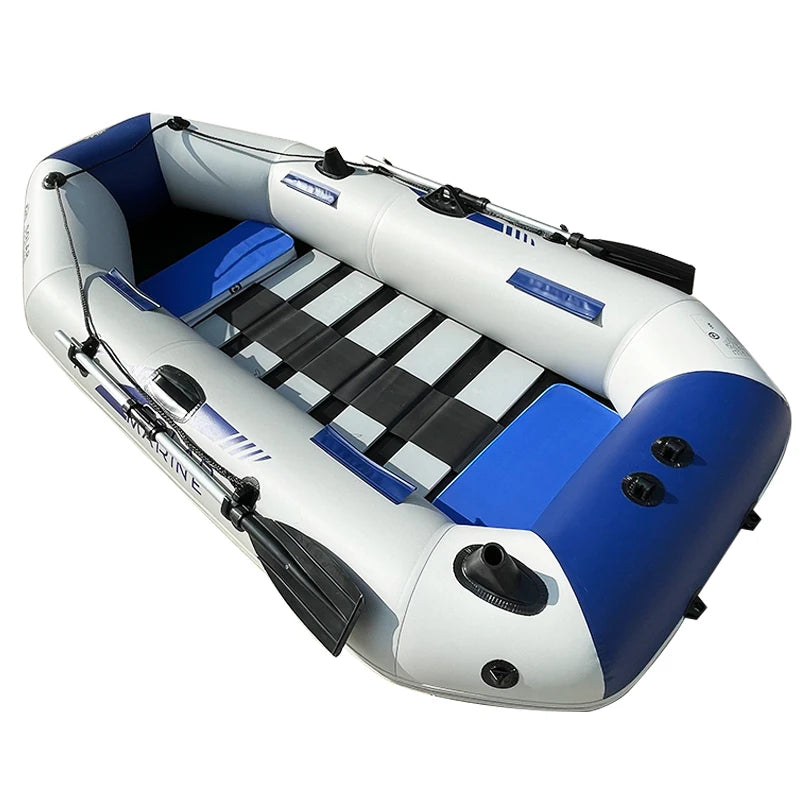 Kayak Inflable de PVC para 3 Personas, Modelo B230-1 de 230 CM, con Piso de Madera, para Pesca, con Remos y Accesorios, en Oferta