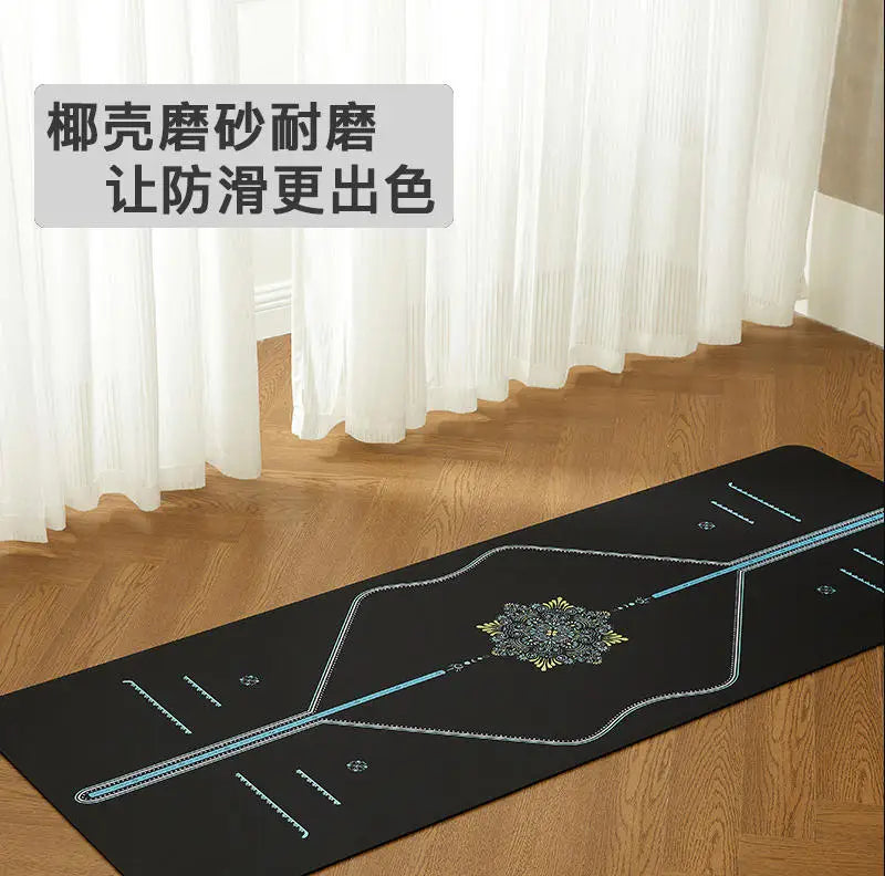 Estera de yoga de caucho natural de PU - Estera de lujo para fitness en casa deportiva con textura antideslizante de fibra de cáscara de coco