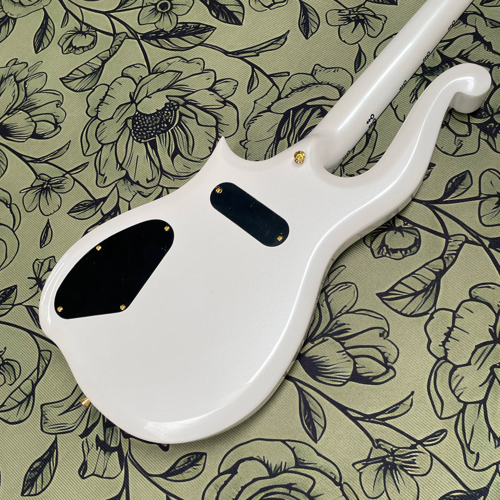 Guitarra Eléctrica White Cloud Prince, Diapasón de Arce con Herrajes Dorados, Guitarra Eléctrica Ideal para Principiantes