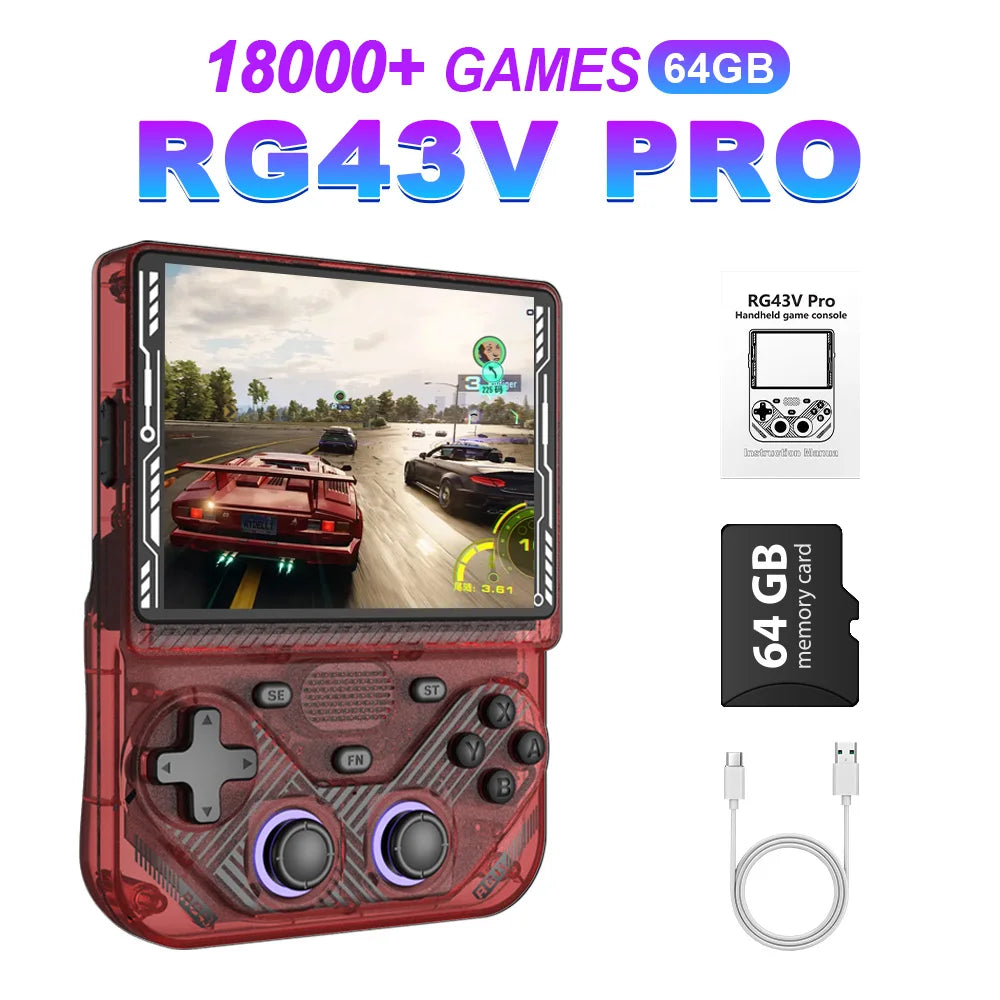 Consola de Juegos Portátil AISLPC RG43V PRO, Más de 22000 Juegos, RK3562, WIFI 2.4G, +30 Emuladores, Pantalla IPS de 4.3 Pulgadas, Reproductor de Video de Bolsillo