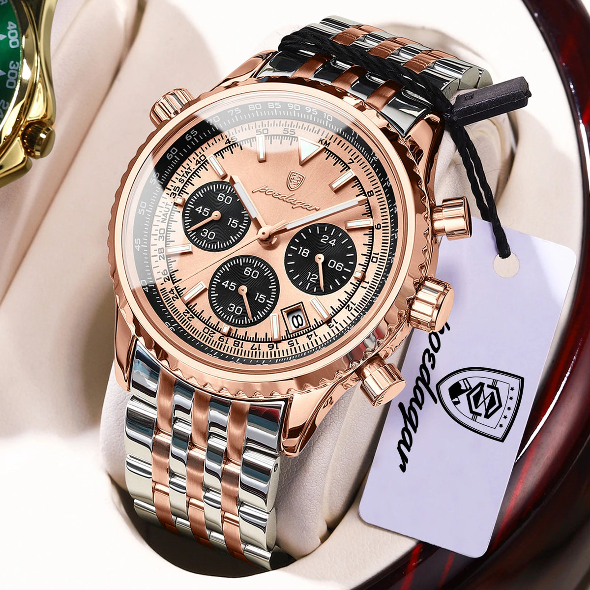 Reloj de pulsera deportivo para hombre POEDAGAR, cronógrafo con fecha, reloj de acero inoxidable, reloj de cuarzo luminoso e impermeable de moda para hombre