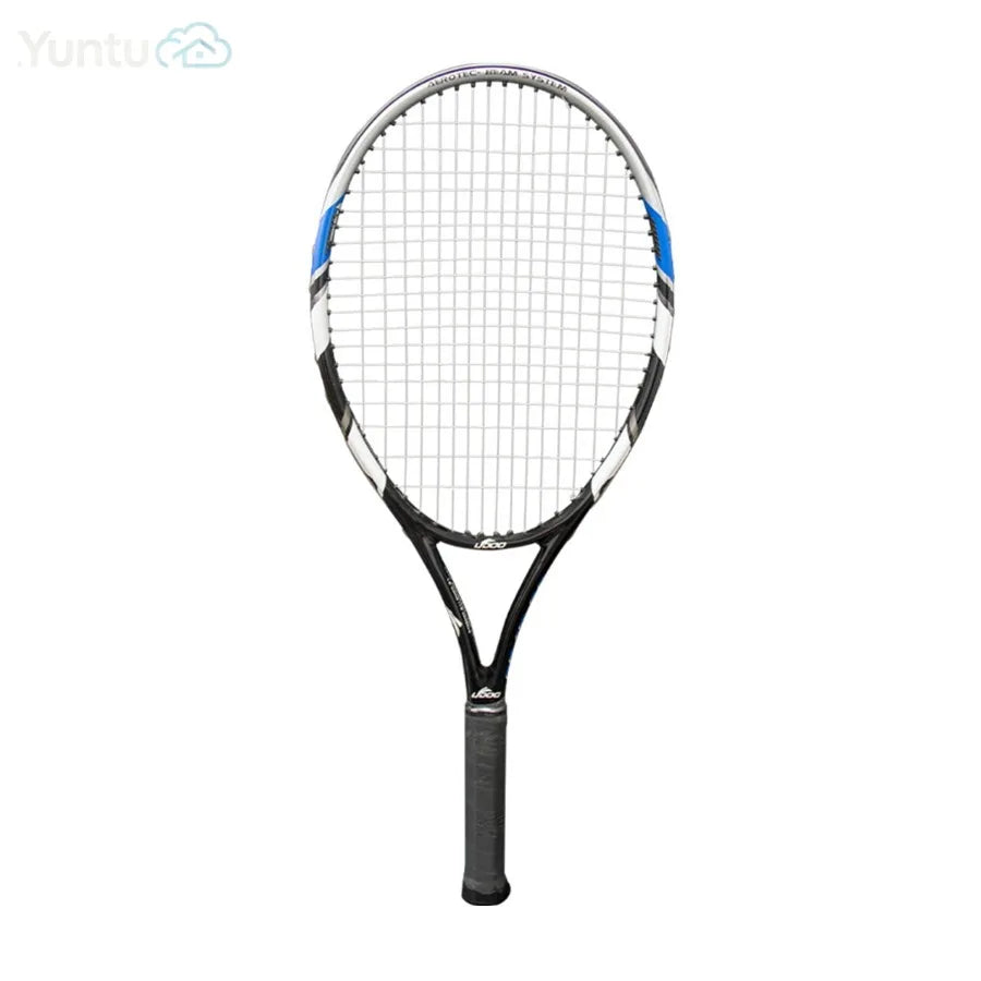 Raqueta de Tenis de Fibra de Carbono Ligera de una Pieza, Raqueta de Tenis Integrada Profesional y Duradera para Jugadores Principiantes e Intermedios