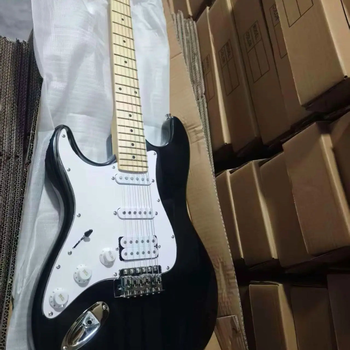 Guitarra Eléctrica para Zurdos, 6 Cuerdas, Pastillas SSS, 1V2T5W, 22 Trastes, Cuerpo de Tilo, Mástil de Arce