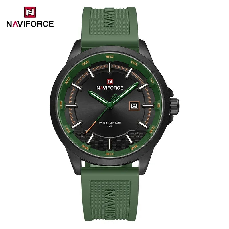 Reloj de pulsera de cuarzo para hombre NAVIFORCE de lujo, resistente al agua hasta 30M, con correa de silicona, estilo ejecutivo casual, reloj original para hombre
