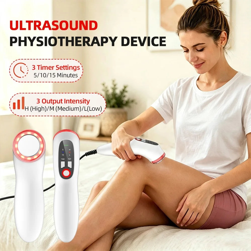 Dispositivo de Fisioterapia por Ultrasonido Portátil de 1MHz con 3 Ajustes de Intensidad y Temporizador para Relajación Muscular
