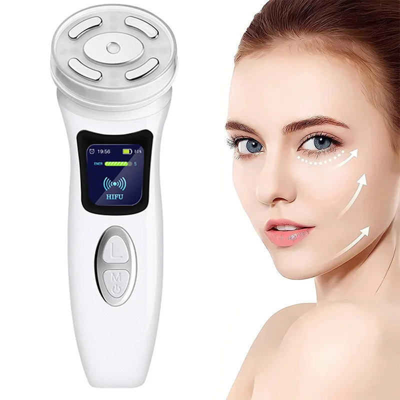Mini máquina de ultrasonido de radiofrecuencia HIFU 4 en 1, instrumento de belleza Facial de microcorriente EMS, herramienta antiarrugas para el cuidado de la piel reafirmante