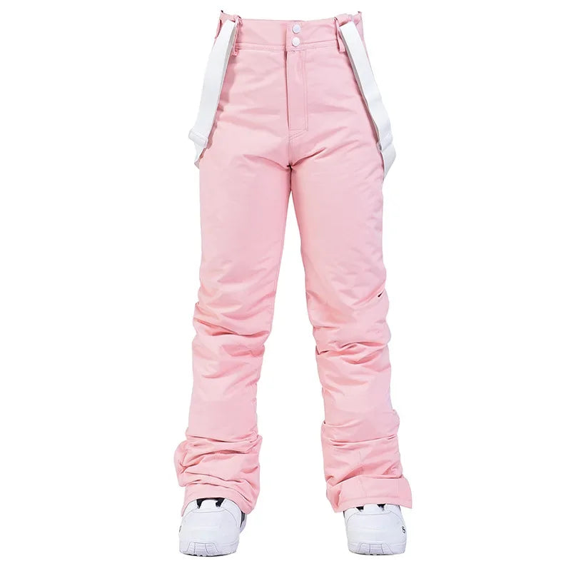 Pantalones de esquí para hombre y mujer, pantalones de esquí gruesos y cálidos de invierno, pantalones con tirantes impermeables a prueba de viento, pantalones de Snowboard de talla grande