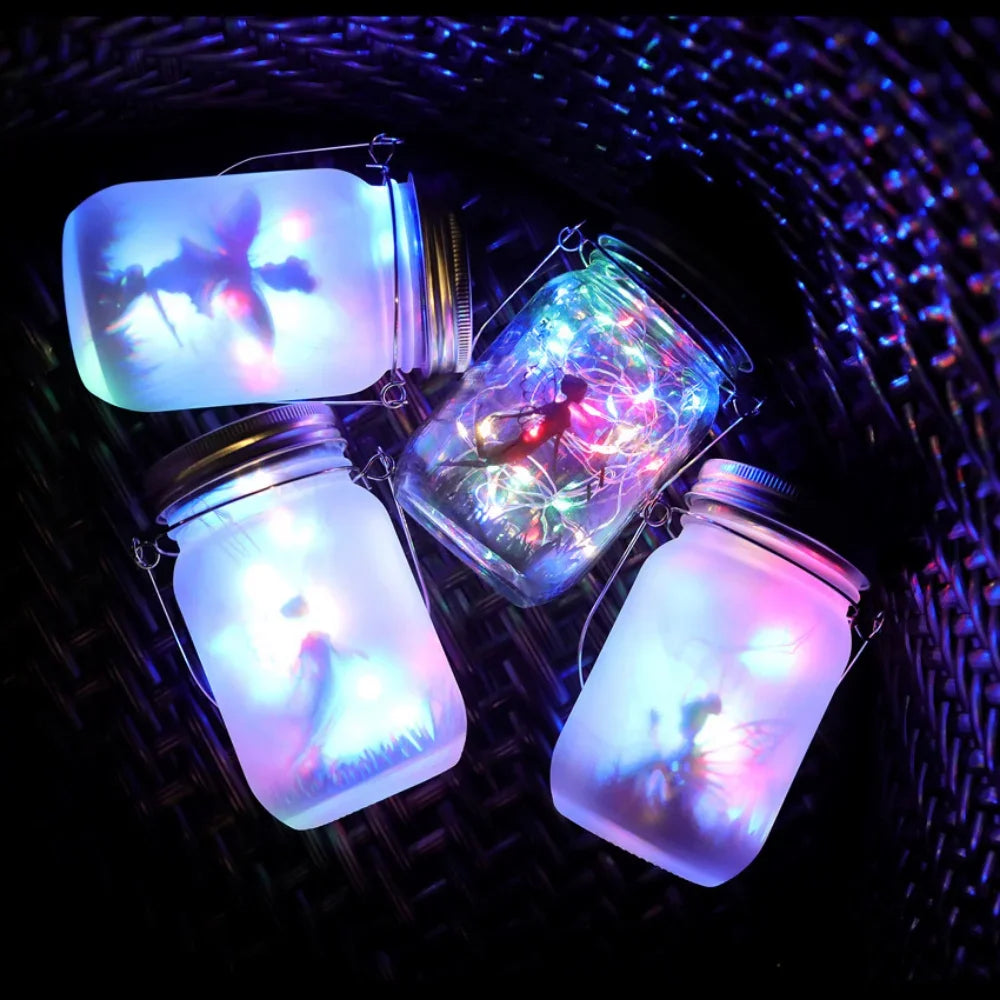 Luz solar para tarro de cristal, farol solar con luces de hadas, impermeable IP65, lámpara solar colgante y de pie, adorno de jardín para patio y césped