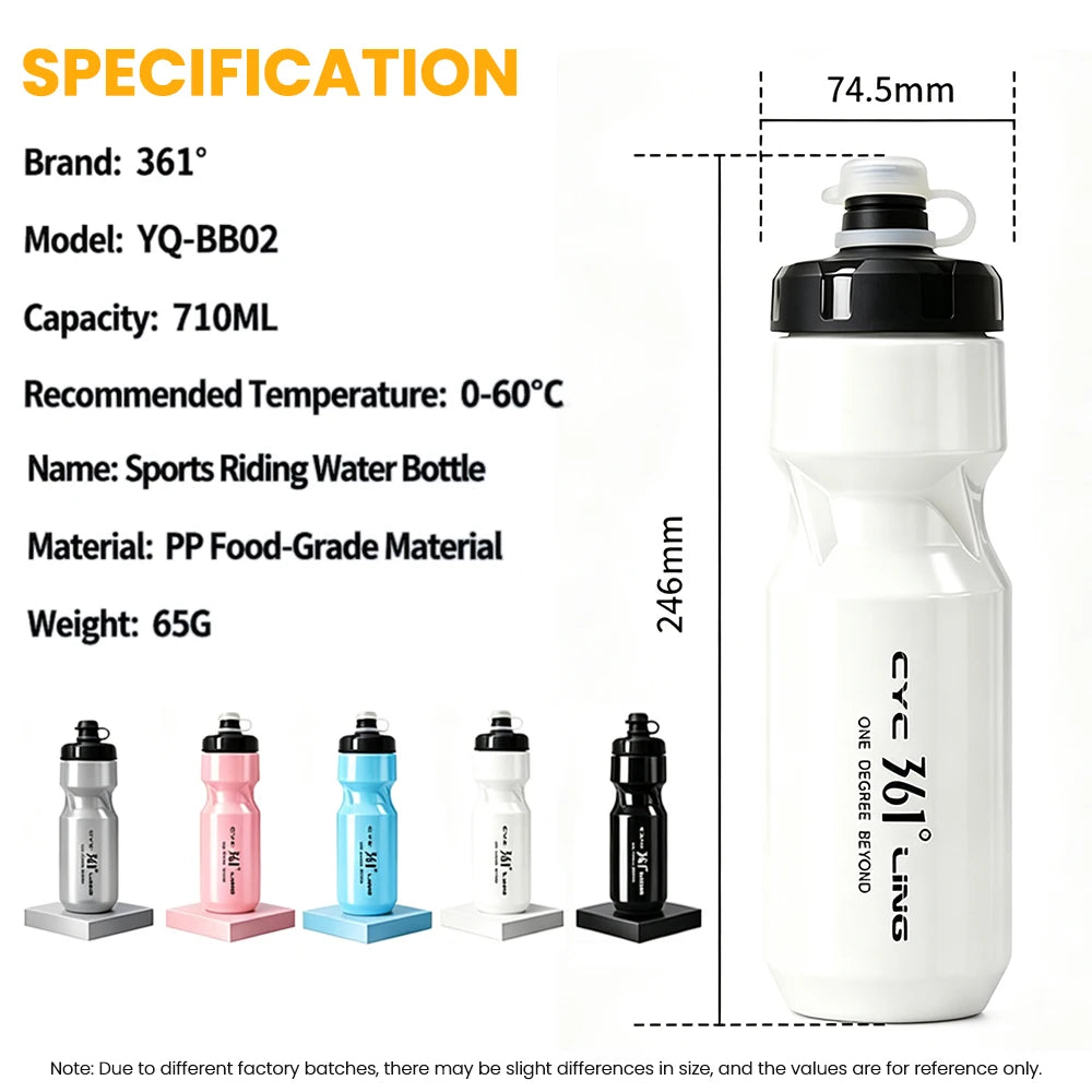 Botella de agua para bicicleta de 361 grados, 710ml, gran capacidad, botella para beber para ciclismo, botella de agua a prueba de fugas, accesorios para bicicleta