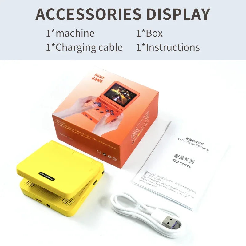 V90 Flip Retro Handheld Game Console 3.0 Inch IPS Screen Linux