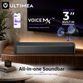 Barra de sonido compacta ULTIMEA 2.1ch para TV, subwoofer integrado de 3 pulgadas, control mediante aplicación, potencia máxima de 120 W, barra de sonido todo en uno para PC y juegos, barra de sonido Bluetooth 5.4 para