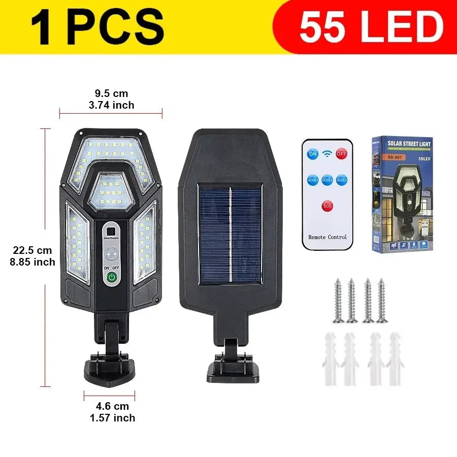 Luces LED solares de 30000LM para exteriores, luces solares con sensor de movimiento, 3 modos, resistentes al agua IP65, luz solar para jardín, calle, patio y farol