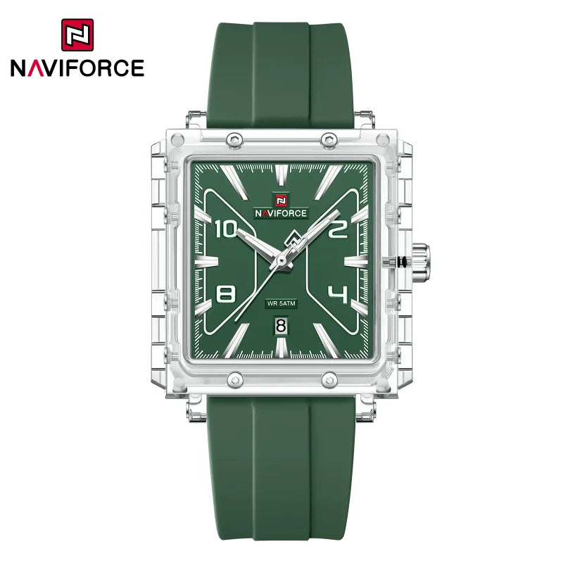 Reloj de cuarzo para hombre NAVIFORCE de alta calidad, resistente al agua 50M, deportivo, con visualización de fecha, correa de silicona y manecillas luminosas, regalo para chico, Reloj Hombre
