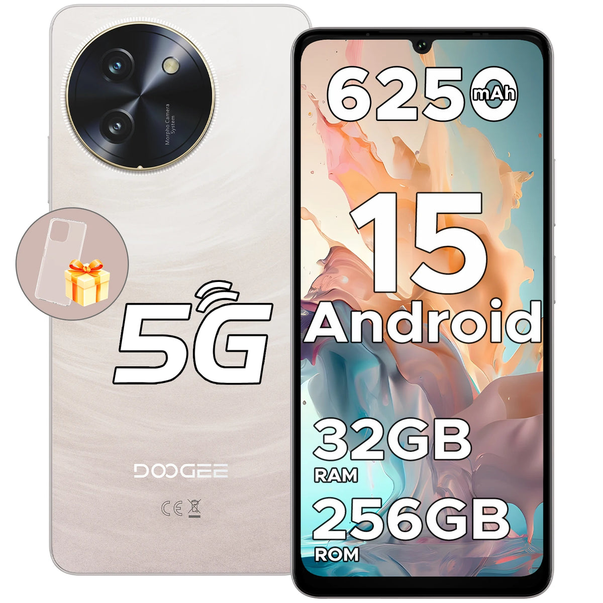 Smartphone DOOGEE Note59 Pro 5G 32GB 256GB 6.75" HD+ 120Hz UNISOC T8200 Batería 6250mAh NFC Android15 Teléfono móvil