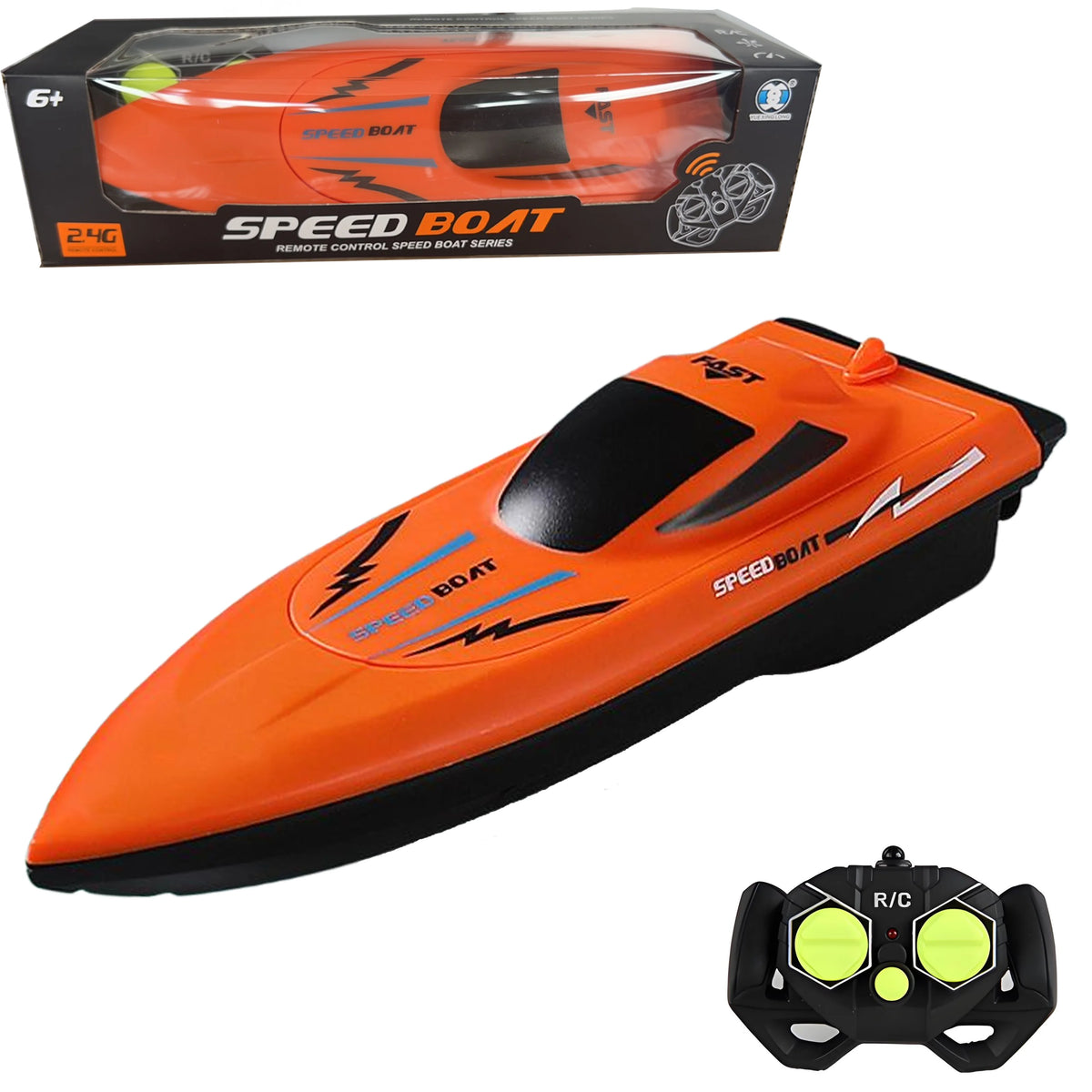 Barco a control remoto de 2.4GHz, 5 velocidades, barco radiocontrol impermeable, lancha rápida a control remoto, juguete de PVC para niños, regalo