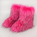 Botas de piel para mujer, botas de nieve de piel sintética peludas y esponjosas de lujo para invierno, botines de plataforma impermeables con cordones, botas de esquí rosas 2024