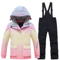 Arco Iris, traje de nieve para niños y niñas, conjuntos de ropa de snowboard, ropa para exteriores, abrigo de esquí y pantalón con tirantes, disfraces para niños