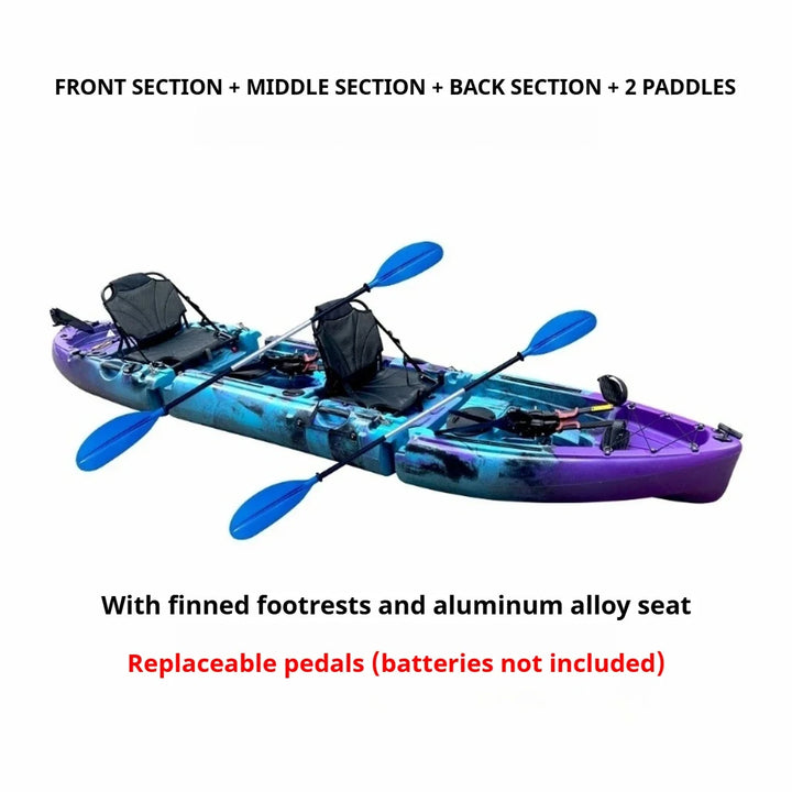 Kayak LLDPE portátil 2025 con canoa eléctrica impulsada por Pedal de carcasa dura dividida para Solo Tandem Lake Sea Adventures montaje Modular