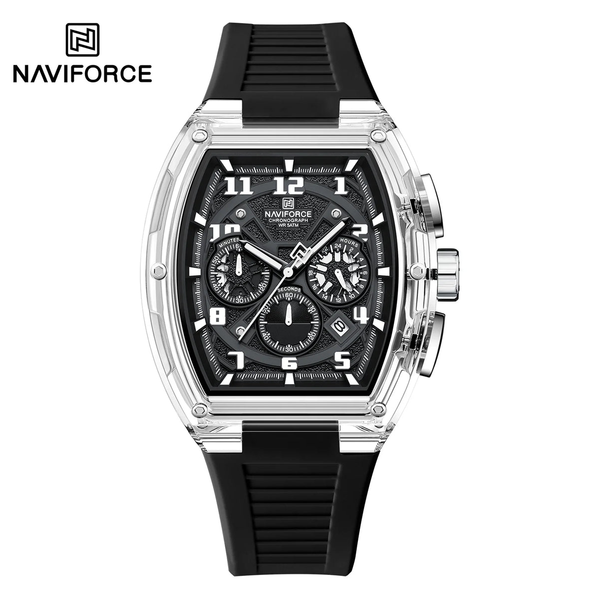 Reloj para hombre NAVIFORCE de tendencia deportiva, cronógrafo multifuncional, alta calidad, resistente al agua 50 m y a prueba de golpes.