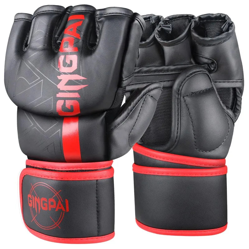 Guantes de boxeo, guantes de combate para hombres y mujeres, entrenamiento profesional MMA, guantes de boxeo de lucha de medio dedo, lucha libre Sanda