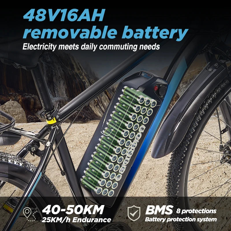 Bicicleta eléctrica K29 de 29 pulgadas, motor de 1000 W, batería de 48 V 6 Ah, 45 km/h, cuadro de aleación de aluminio, 21 velocidades, para adultos, montaña y uso urbano