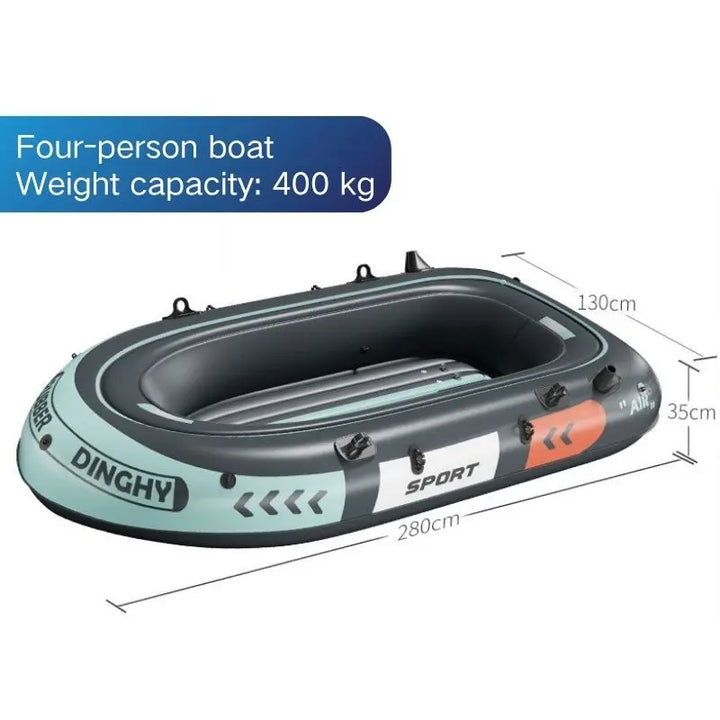 Kayak Inflable para Dos Personas, Bote de Pesca de PVC Reforzado, Plataforma Elevada, Resistente al Desgaste, Portátil, para Deportes Acuáticos al Aire Libre