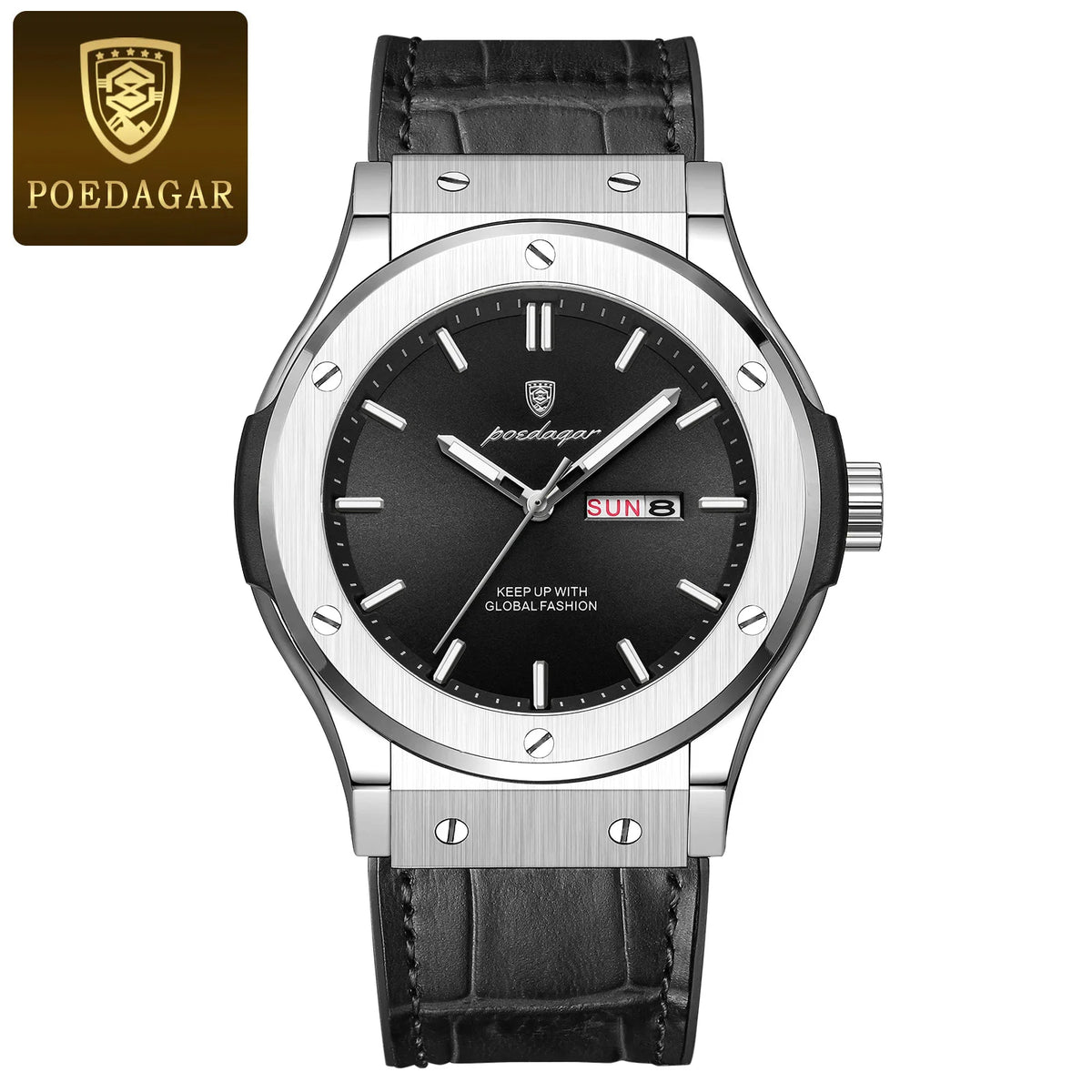 Reloj de lujo para hombre POEDAGAR, resistente al agua, con fecha y día, luminoso, correa de silicona, reloj de cuarzo a la moda para hombre