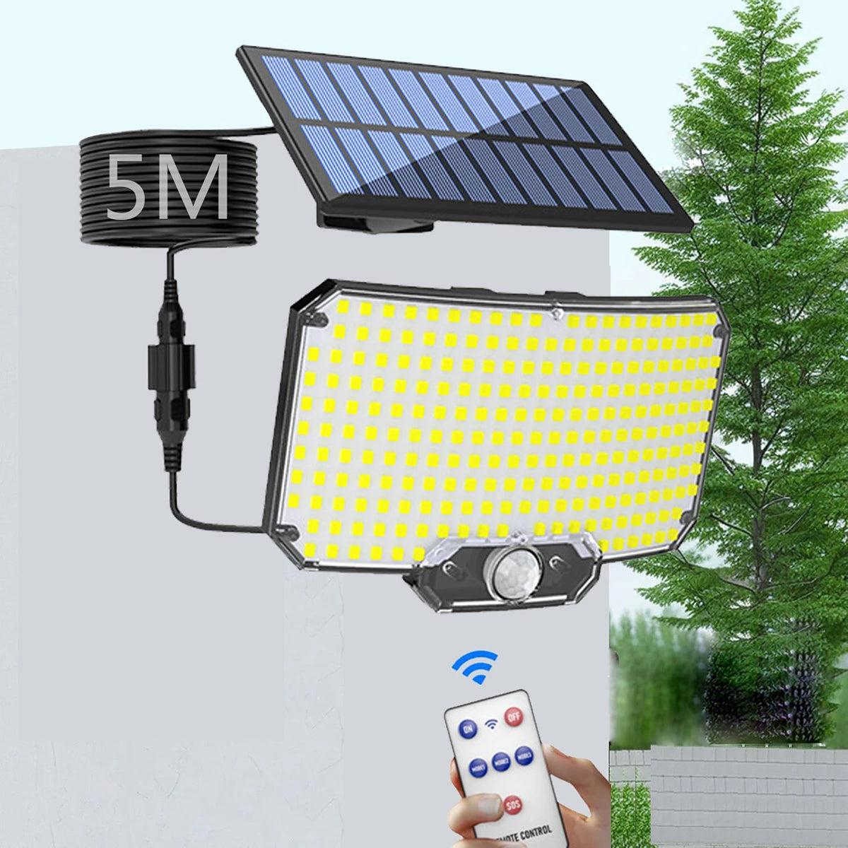 234 luces solares LED para exteriores, superbrillantes, con sensor de movimiento humano, lámparas de seguridad para pared, para garaje, patio y jardín