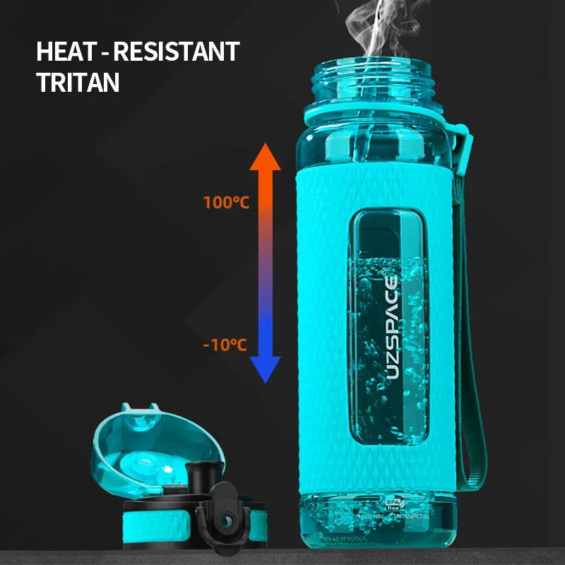 UZSPACE botellas de agua deportivas sin BPA portátil gimnasio anticaída a prueba de fugas hervidor de Fitness de gran capacidad botella de bebida de plástico Tritan