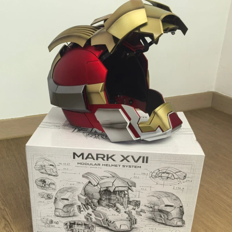 Casco de Iron Man Mk5 de Los Vengadores, Escala 1/1, Usable y Transformable, Apertura y Cierre Eléctrico Activados por Voz, Mk17, Decoración, Regalo