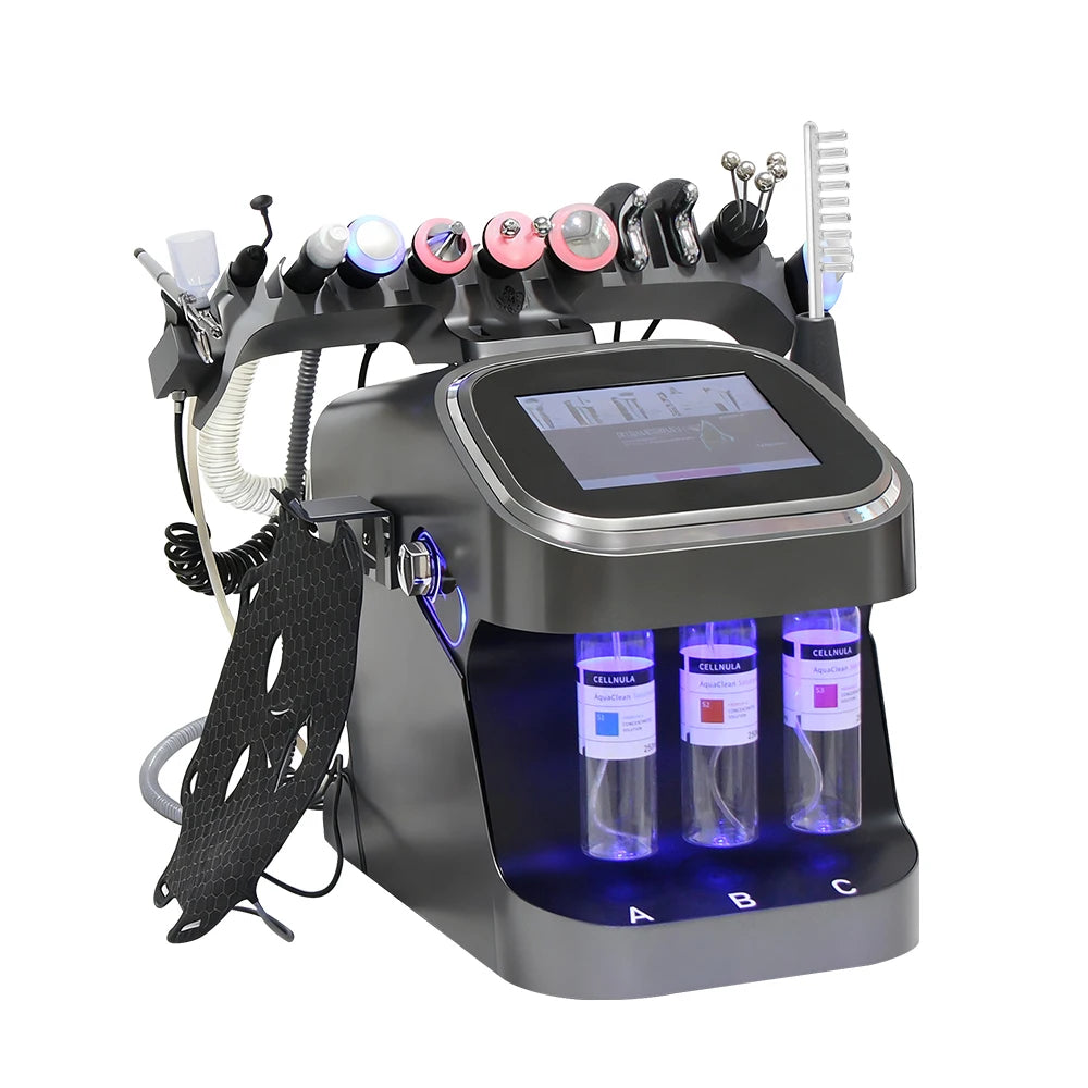 Equipo Profesional 12 en 1 para el Cuidado de la Piel, Hidratante de Burbujas, Máquina de Oxígeno, Limpieza Facial, Dermoabrasión