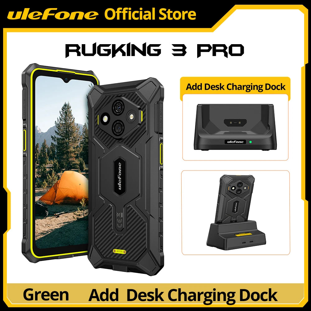 【Estreno mundial】Teléfono resistente Ulefone RugKing 3 Pro, 6.56", 120Hz, 5700mAh, Android 15, hasta 16GB RAM, 128GB ROM, NFC, 4G, global