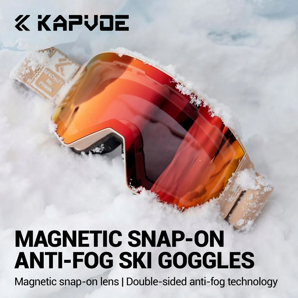 Gafas de esquí Kapvoe UV400 fotocromáticas, con lentes magnéticas antivaho, protección y diseño moderno, para hombres y mujeres, gafas de esquí deportivas.